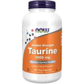 NOW Supplements, Taurine 1,000 mg, Double Strength, Nervous System Health*, 250 Veg Capsules