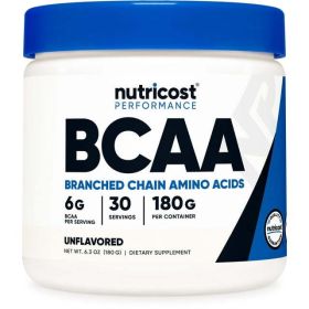 Nutricost BCAA Powder- 2:1:1 (Unflavored) Supplement 30 Servings